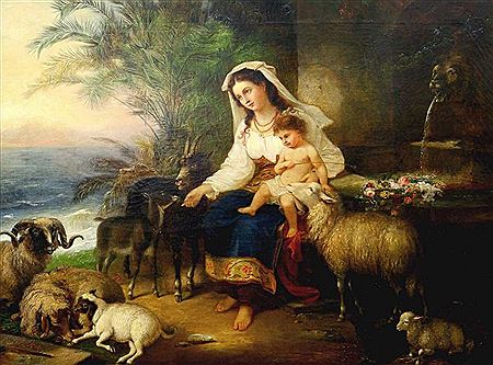 Junge Italienerin mit Kind, am Brunnen sitzend, umgeben von Schafen und Ziegen by Theodor Rabe - Auction record, sale price, and art valuation. Compare with similar artists and explore comparable artworks.