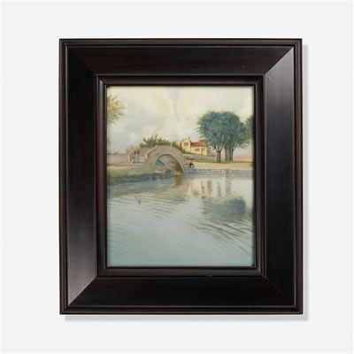 Rare Iris Glaze plaque (Country Bridge)