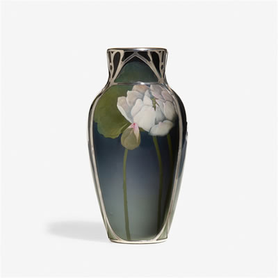 Iris Glaze vase with lotuses and overlay