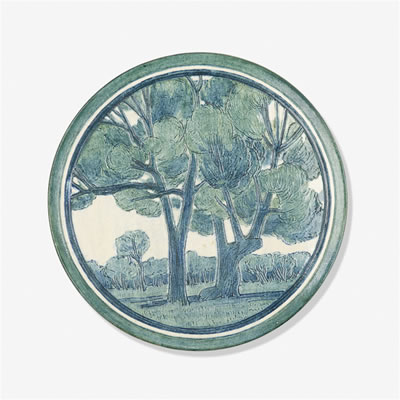Early wall-hanging charger with live oaks