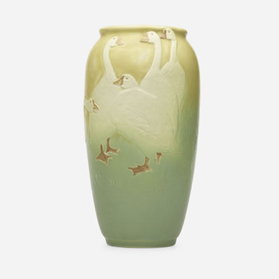 Modeled Mat vase with geese