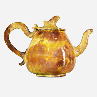 Flame-painted teapot