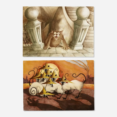 Two works by Errol Le Cain - Auction record, sale price, and art valuation. Compare with similar artists and explore comparable artworks.