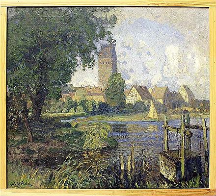 Boddenlandschaft mit Stadtblick, wohl an der Ostsee by Karl Wendel - Auction record, sale price, and art valuation. Compare with similar artists and explore comparable artworks.