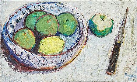 Still life of lemons and apples