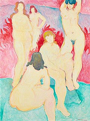 Five figures resting in a pink background by Fyffe Christie - Auction record, sale price, and art valuation. Compare with similar artists and explore comparable artworks.