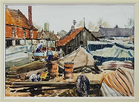Woodbridge Boatyard by Harry Riley - Auction record, sale price, and art valuation. Compare with similar artists and explore comparable artworks.