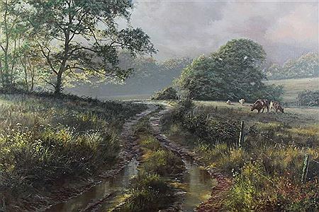 Cattle grazing in landscape