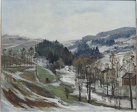Pre-Alpine landscape in winter by Pavel Forman - Auction record, sale price, and art valuation. Compare with similar artists and explore comparable artworks.