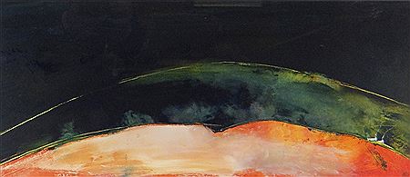 Landscape with distant cottages and night-sky