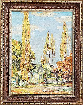 House w/poplar trees by Hannah Swensson - Auction record, sale price, and art valuation. Compare with similar artists and explore comparable artworks.