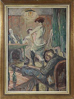 Barszene mit weiblichem Halbakt