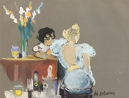 Scène d'intérieur aux Elégantes and the bouteille de champagne