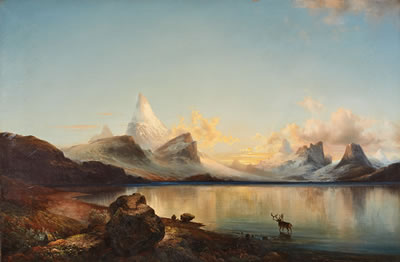 Landscape at Glittertind, Norway by Magnus-Thulstrupp Bagge - Auction record, sale price, and art valuation. Compare with similar artists and explore comparable artworks.
