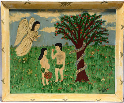 Adam and Eve With Angel and Serpent