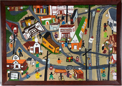 Sample artwork by Bernice Johnson Sims (1926 - 2014), known for naive, folk art style painting, political, racial themes - View similar artists and auction records