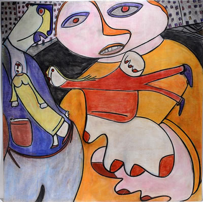 Large Untitled Four Figures In The City