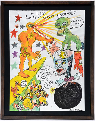 In The Light There Is Great Darkness by Daniel Dale Johnston - Auction record, sale price, and art valuation. Compare with similar artists and explore comparable artworks.