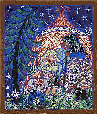 Sample artwork by Gisella Loeffler (c. 1902 - 1977), known for naive, folk-art style painting, crafts, christmas card design - View similar artists and auction records