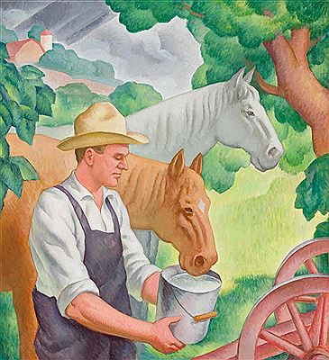 Watering the Horses by Gregory Orloff - Auction record, sale price, and art valuation. Compare with similar artists and explore comparable artworks.