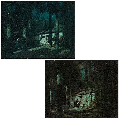 "The Haunted House" "The Witches Cabin" (A Pair)