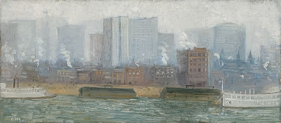 "River and New York Skyline, 1909"