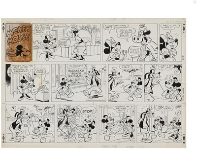 MICKEY MOUSE SKETCH FOR WALT DISNEY NEWSPAPER COMIC ART