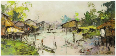 RIVER SCENE IN SAIGON by Le Minh - Auction record, sale price, and art valuation. Compare with similar artists and explore comparable artworks.