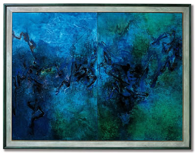 LES FORMES SORTENT DU BLEU ET DU VERT (DIPTYCH)