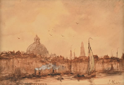 "Dome and Sailboat View from the Riverbank"
