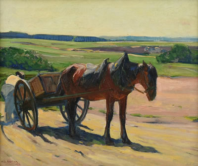 "Horse Cart in Landscape," 1916