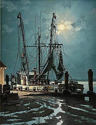 "Moonlit Shrimp Trawler Boat," 1986