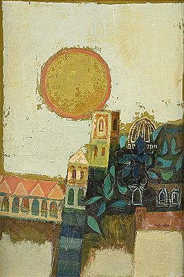 "City and Orange Moon"