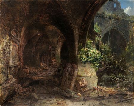 Blick in einen Kreuzgang mit dem Epitaph für Johannes von Schleinitz aus St. Afra in Meißen by Erwin Oehme - Auction record, sale price, and art valuation. Compare with similar artists and explore comparable artworks.