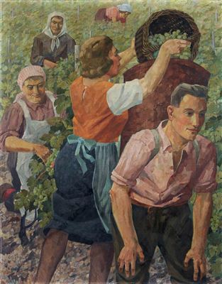 Weinernte / Entwurfszeichnung zu einem Wandgemälde