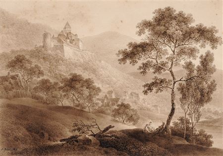 "Festung Zwingenberg, Ansicht vom Neckar / Festung Zwingenberg, Ansicht des Burghofs"
