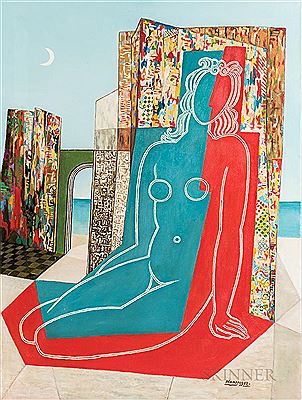 Nude in Geometric Landscape.