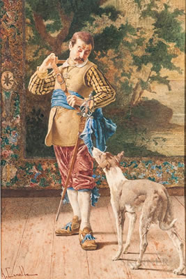 Cavalier with His Dog