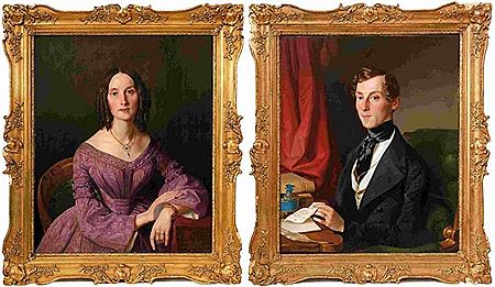 Portrait Pendant of a married Couple of the Biedermeier period