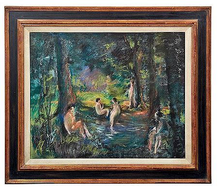 Bathers at a pond in the forest by Max Mayrshofer - Auction record, sale price, and art valuation. Compare with similar artists and explore comparable artworks.