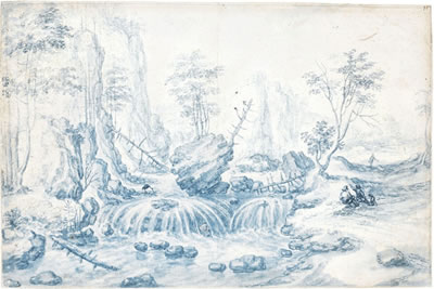 A RUGGED MOUNTAIN LANDSCAPE WITH FIGURES BY A WATERFALL by Isaac Major - Auction record, sale price, and art valuation. Compare with similar artists and explore comparable artworks.