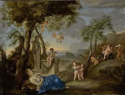ARIADNE ASLEEP IN A CLASSICAL LANDSCAPE WITH SILENUS AND HIS RETINUE APPROACHING by Andrea Di Lione - Auction record, sale price, and art valuation. Compare with similar artists and explore comparable artworks.