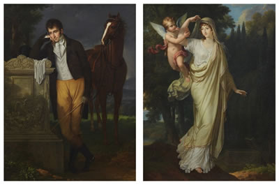 PAIR: PORTRAIT OF MARQUIS LUIGI GRIMALDI DELLA PIETRA; PORTRAIT OF MARQUISE FANNY GRIMALDI