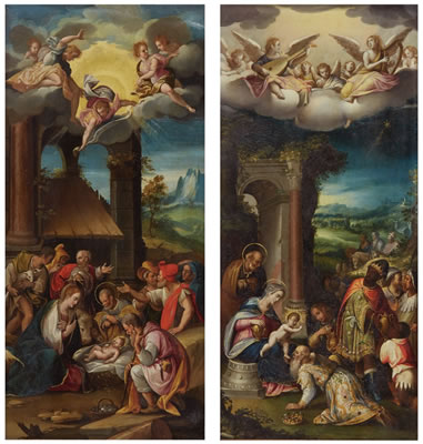 PAIR: ADORATION OF THE SHEPHERDS AND ADORATION OF THE MAGI