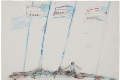 LOVE, PEACE, GLORY by Nancy Spero - Auction record, sale price, and art valuation. Compare with similar artists and explore comparable artworks.