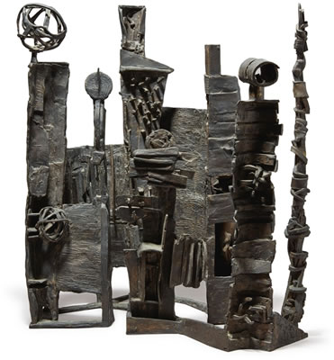 Sample artwork by Dorothy (Mann) Dehner (1901 - 1994), known for abstract sculpture, naive style painting, printmaking, drawing, collage - View similar artists and auction records