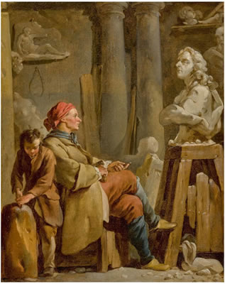 A SCULPTOR IN HIS STUDIO by Jean Baptiste Marie Pierre - Auction record, sale price, and art valuation. Compare with similar artists and explore comparable artworks.