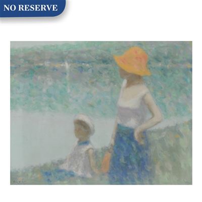 Figures Beside a Lake