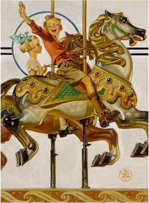 Carousel Ride by Joseph Christian Leyendecker - Auction record, sale price, and art valuation. Compare with similar artists and explore comparable artworks.
