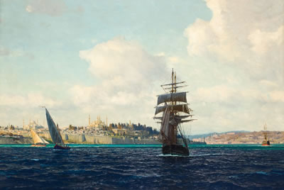 SAILING BOATS OFF SERAGLIO POINT, CONSTANTINOPLE by Michael Zeno Diemer - Auction record, sale price, and art valuation. Compare with similar artists and explore comparable artworks.